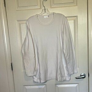 Prairie Cotton white long sleeved knit shirt, size Large